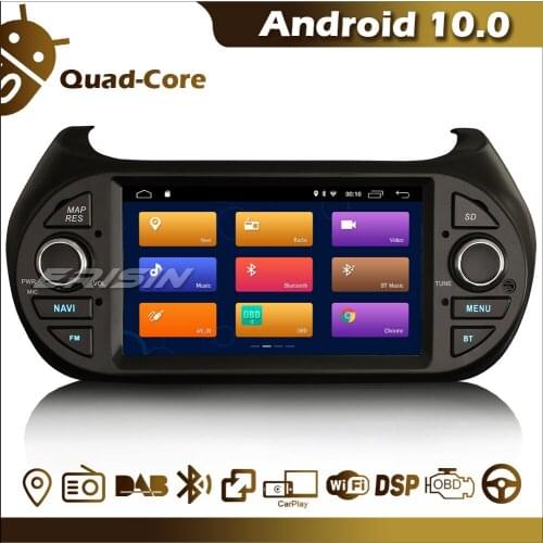 Erisin ES3075F Car Radio 7" GPS Android 10.0 CarPlay DAB+ RDS WiFi DSP TPMS DVR SD for Fiat Fiorino Peugeot Bipper Citroën Nemo