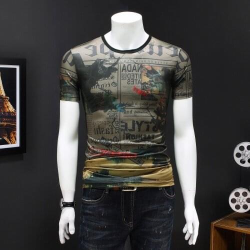 Personality Print Tshirt Man Club Party Summer Streetwear T-shirt Fashion Homme Camiseta Hombre Manga Corta Short Tee