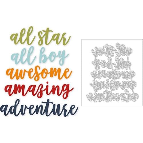 2020 Hot New Word All Stas Boy Awesome Amazing Adventure Metal Cutting Dies Foil and Scrapbooking For Card Making Cut no stamps