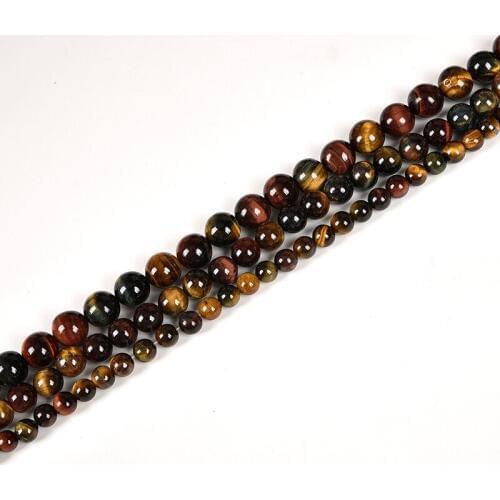 Hot-selling 6/8/10/12mm Round Loose beads Color Mixture Tiger Eyes Created design DIY jewel accessories 15inch wholesale H26