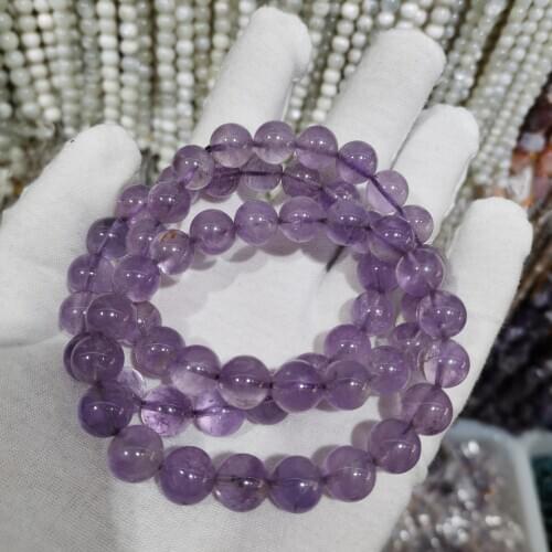 Natural Stone Beads Bracelet lavander Amethyst For Men And Women Wear Elastic String Beaded Jewelry6mm 8mm 10mm