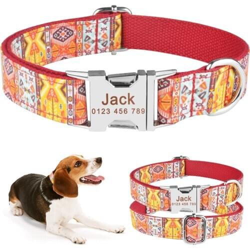 Personalized Dog Collar Free Engraved Pet Dogs Puppy ID Name Durable Nylon XS-L