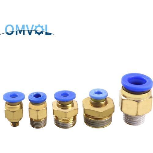 1Piece PC4/6/8/10/12 Pneumatic connector 4mm-12mm fitting thread 1/8" 1/4" 3/8" 1/2" air Thread Female Straight Air Fitting