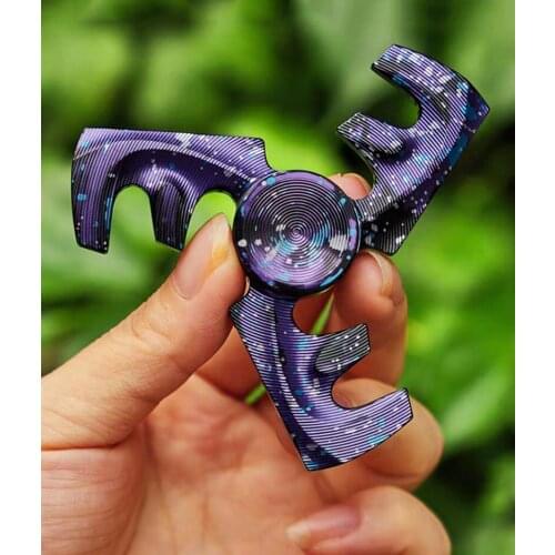 F Letter Shape Starry Sky Illustration Fidget Spinner Titanium Alloy Hand Spinner EDC Adult ADHD Anti-Stress Toy Mens Gift