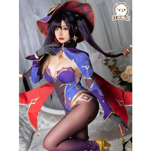 STOCK Amine Genshin Impact Mona Cospaly Costumes Game Cosplay Womens Clothing Sizes XS-XL 2021 New