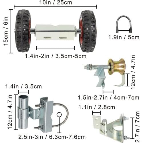 Rolling Sliding Chain Link Fence Gate Hardware Kit Wheel Carrier Latch Brackets