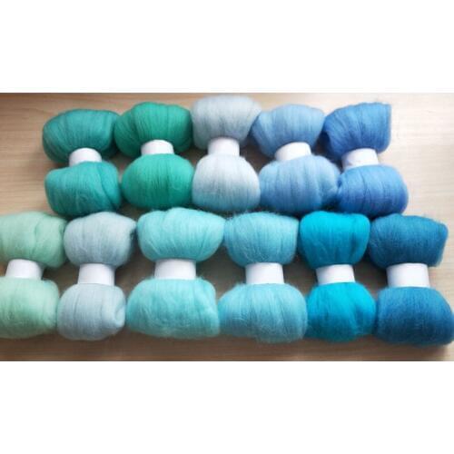 WFPFBEC 70S DIY lana merino wool fibre roving for needle felting kit crafa feutrine naaldvilten wolvilt 220G 20G/COLOR 11colors