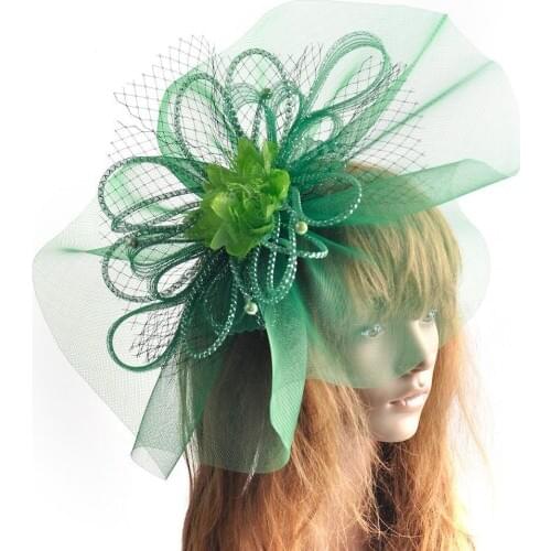 Handmade Flower Bead Fascinator Hair Clip European Women Mesh Headwear Wedding Cocktail Party Ladies Derby SHow Floral Headwear