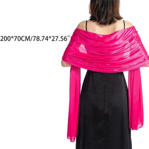 200x70cm Womens Imitation Silk Sheer Scarf Cape Solid Color Long Shawl Wrap for Wedding Party Banquet Vintage Prom Accessories