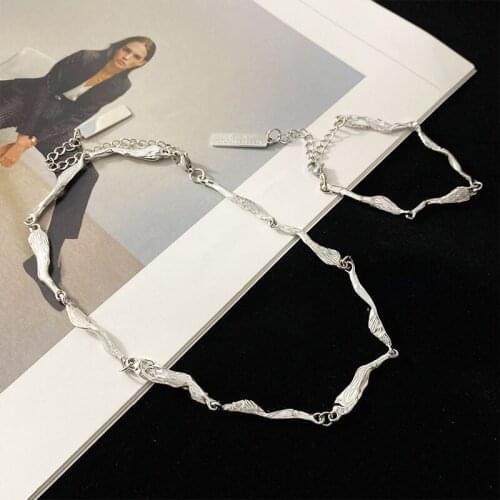 GSOLD Fashion Geometric Irregular Metal Necklace Simple Water Wave Texture Alloy Clavicle Chain Women Jewelry Accessories