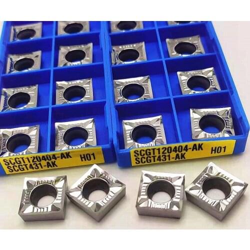 10PCS SCGT120404 AK H01 aluminum cutting blade aluminum copper tool cutting tool turning tool milling tool AL + TIN alloy wood