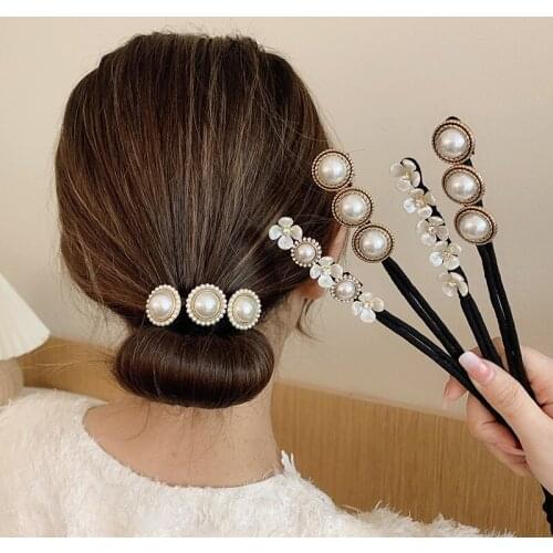 2021 Lazy Braider Tool Hair Clips for Women Headband New Fashion Retro Pearl Hairpin Hair Scrunchies Hair Styling Accessories