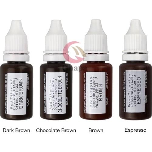 4PCS Tattoo Inks Pigment 15ml Permanent Makeup Eyebrow Microblading for Tattoo Machine Pen Ink Cups Beauty Supply