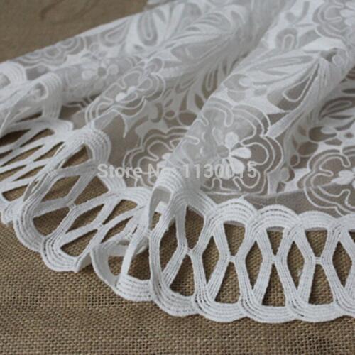 5Yards/lot Nigerian Wedding African Lace Fabrics Guipure Cord Lace Fabric For Party Dress Embroidered White Mesh Lace Fabric