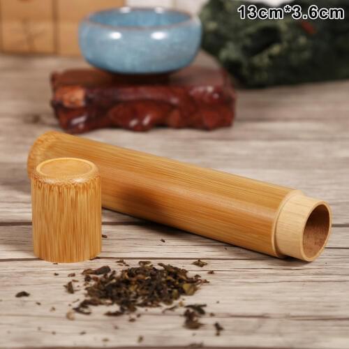 1 Pcs Bamboo Tube Tea Box Airtight Small Container Spices Storage Jar with Lid PAK55