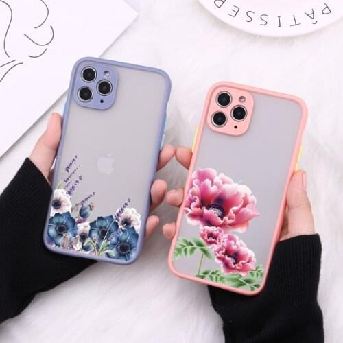 Flower Painted Phone Case For iPhone 11 12 Pro Max XR X XS MAX 6S 7 8 Plus SE 2020 Protective Hard Fundas Back Shockproof Cover