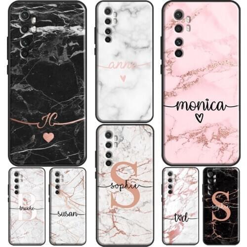 ROSE GOLD MARBLE CUSTOM NAME INITIALS For Xiaomi Mi Note 10 Lite Case Mi 10 Ultra Mi 10 Pro 9 T A3 For POCO X3 F1 F2 Pro Case