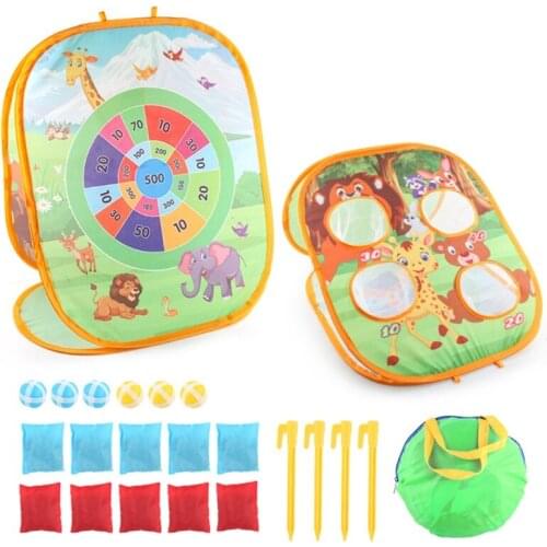 D7WF 1Set Throw Game Ball Tossing Sandbag Toy Montessori Interactive Sport Educational Indoor Outdoor Game Board Easy Folding