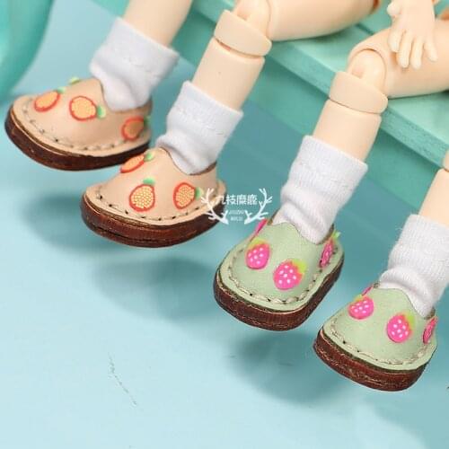 Ob11 baby shoes ob11 baby clothes handmade cow leather boots P9 plain GSC BJD multi color fruit baby shoes