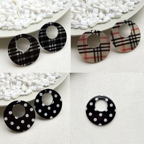 DIY Jewelry Findings Polka Dots 35mm Round Circle Hollow Out Earring Necklace Pendants Ornament Accessories Resin Charms 40pcs