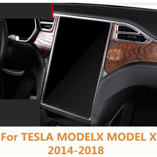 For TESLA MODELX MODEL X 2014-2018 carbon fiber Stainless steel Center Console Navigation frame decoration cover trim Accessorie