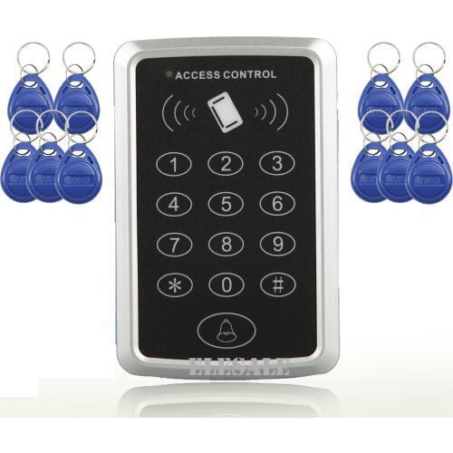 Electronic RFID Proximity Entry Access Control Keypad Password Unlock 10 RFID Tags Keyfobs Door Opener