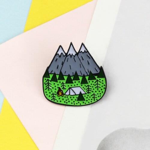 Mountains Jungle Brooch Outdoors Adventure Wild Camping Travel Enamel Pin Bag Clothes Lapel Pins Custom Badge Jewelry Kids Gifts
