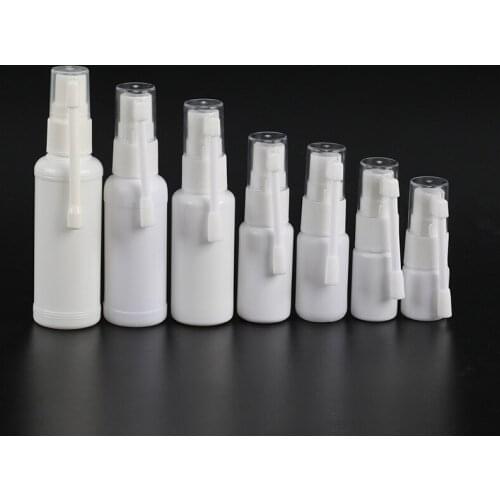 10Pcs Spray Bottles 10/15/20/30ml White Vacuum Plastic Nasal Pump Fog Mist Nose Bottle For Medical Packaging 360 Degree Rotation