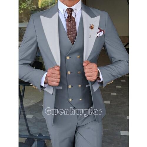 Gwenhwyfar 2021 Hot Selling Tailor-made Costume Homme Charcoal Grey Slim Fit Men Tuxedo 3 Pieces Dinner Party Wedding Men Suit