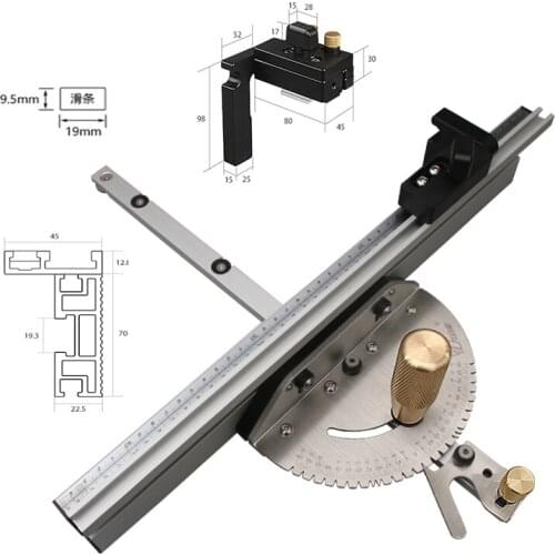 Miter Gauge Aluminum Profile Fence With Track Stop Table Saw Router Miter Gauge Saw Assembly Ruler For Woodworking Tools DIY