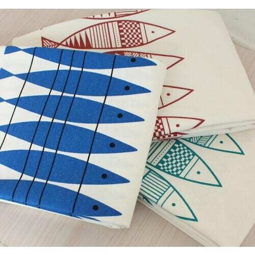 Quality cotton and linen tissu au metre Saury printing fabric Curtain tablecloth door curtain handmade DIY tissus