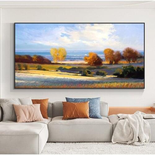 Natural Abstract Beach Landscape Oil Painting on Canvas Cuadros Posters and Prints Scandinavian Wall Art Picture for Living Room