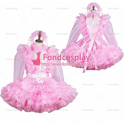 Lockable Sissy maid Satin-Organza dress cosplay costume Tailor-made[G3821]