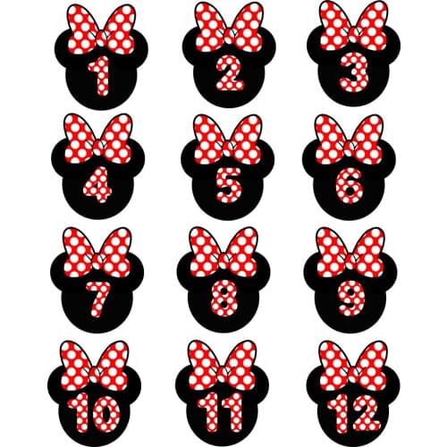 Kawaii Minnie Mouse Bow Patches for Clothes T Shirts Cute Kids Baby Girls Birthday Number Pattern Iron on Transfers for Clothing
