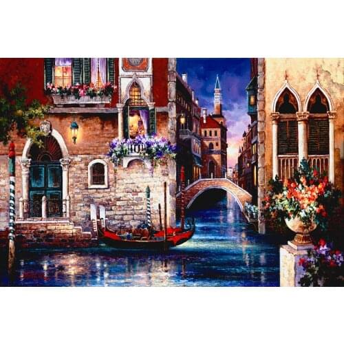 Streets of Venice Cross Stitch Kits Color 14CT Unprinted For DIY Embroidered Handmade Arts Set Wall Home Decor Handmade