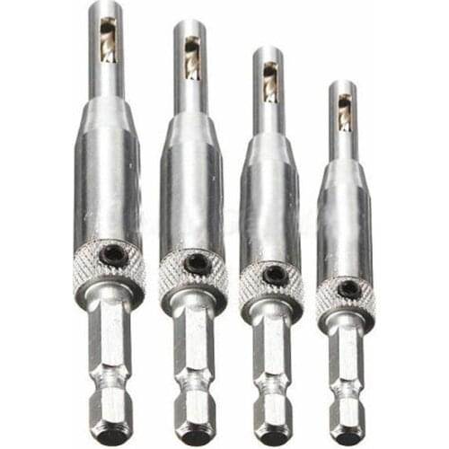 4pcs/set HSS Self Centering Door Cabinet Hinge Drill Bits Set 5/64 7/64 9/64 11/64
