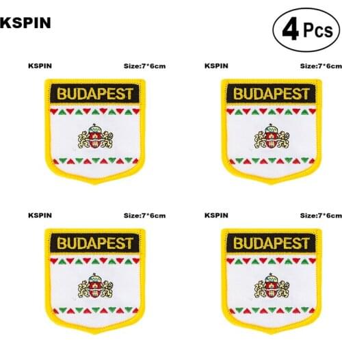 Budapest Flag Embroidery Patches Iron on Saw on Transfer patches Sewing Applications for Clothes in Home&Garden