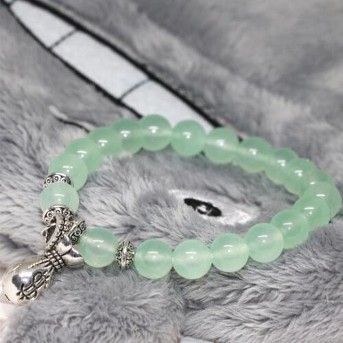 New Fashion Light Green Chalcedony Jades Stone 8mm Round Beads Bracelets for Women Wholesale Price Elegant Jewelry 7.5inch B2034