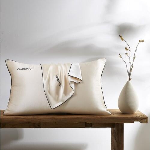 Pure 100 Silk Envelope Pillowcase 19 Momme Solid Color Pillow Cover Hair for Women Men Kids Girls Luxury Embroidery Pillow Case