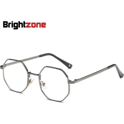 Brightzone 2018 New Polygon Blue Light Blocking Glasses Brands Frame Simulatrix Restore Glass Myopia Metal Eyewear Titanium Mens
