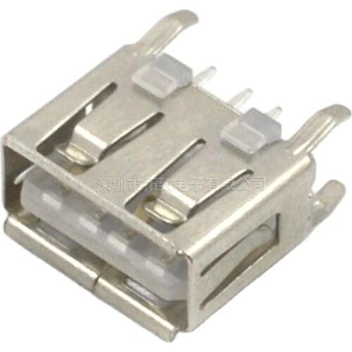 100PCS Female USB Socket Transparent Rubber Sole Hight: 10mm Connector AF180 30U AF10.0 short