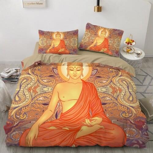 Luxury Buddha Statue Bedding Set Soft Comforter Quilt And Pillowcase For Adults Bedclothes Indian Mandala Duvet Cover Sets