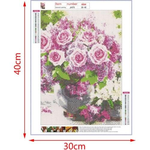 Rose Vase 5D Full Drill Diamond Painting Embroidery Cross Stitch Kits DIY Decor AXYC