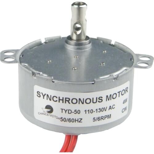 TYD-50 110V 5-6RPM CW Rotation Synchronous Motor 50/60Hz Torque 6Kg.cm 4W Power Turntable Motor