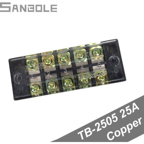 TB-2505 25A 5P Connection Plate with screws 5 Position TB Series Fixed Type Terminals Connector Dual Row Copper