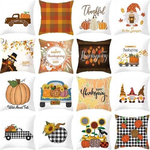 Pumpkin Theme Pillow Cases Decor Throw Happy Fall Pillow Covers Thanksgiving Cushion Cover For Home Sofa Accessories