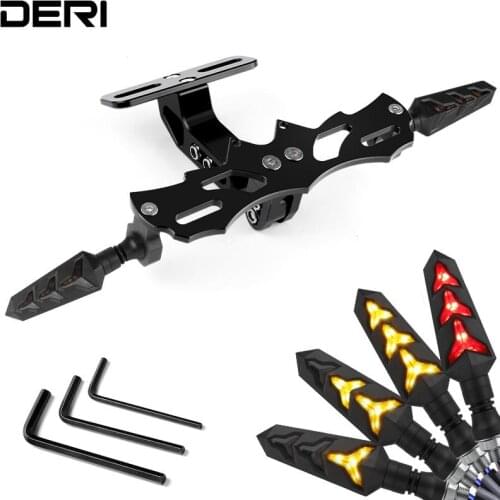 Universal CNC Aluminum adjustable Angle Multifunction Motorcycle Rear License Plate Mount Holder Bracket Frame with turn signal