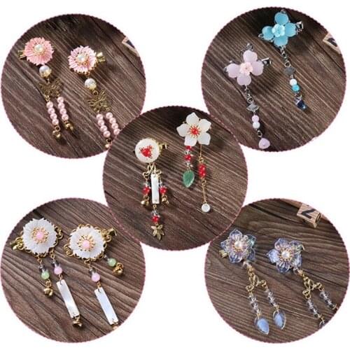 2 pcs Vintage Cherry Blossom Tassel Antique Hair Clips Side Clip Hairpin Hanfu Chinese Traditional Headdress Handmade Hair clip