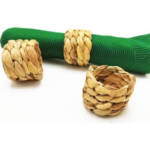 Water Hyacinth Grass Napkin Rings Holders Natural Straw Corn Husk Napkin Buckle Kitchen Xmas Party Table Decor Napkin Buckle