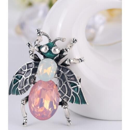 Pink Rhinestone Cute Bee Insect Brooches for Women Enamel Brooch Pins Jewelry Accessories